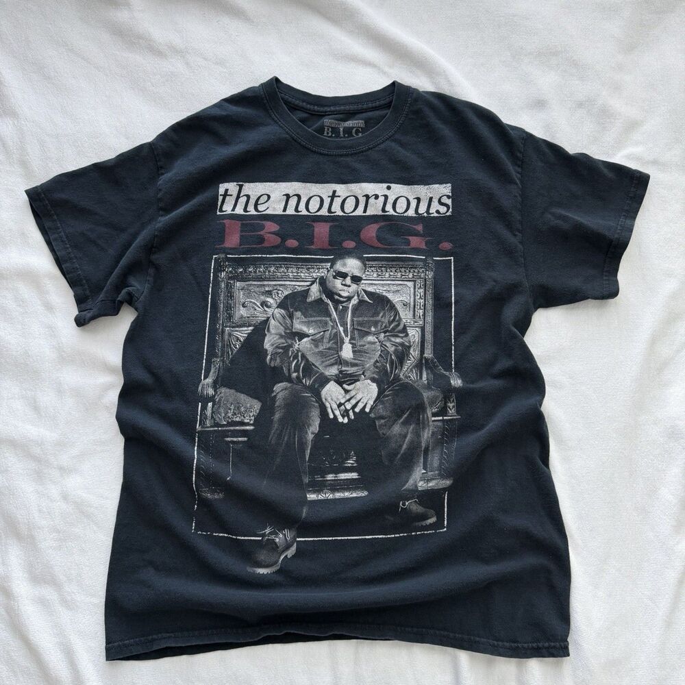 the notorious B.I.G. Men's Graphic Black Crew Neck Cotton T-Shirt M Short Sleeve